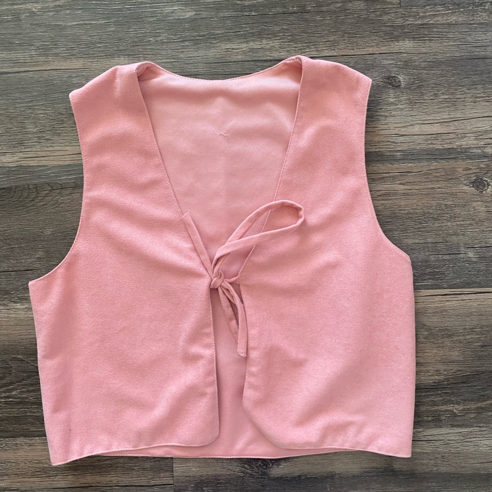 Pink Tie-Front Vest